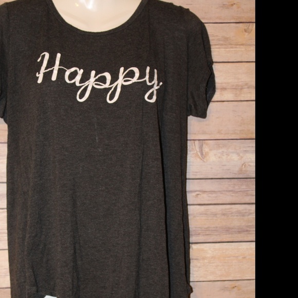 french pastry Tops - "Happy" Gray Tee
